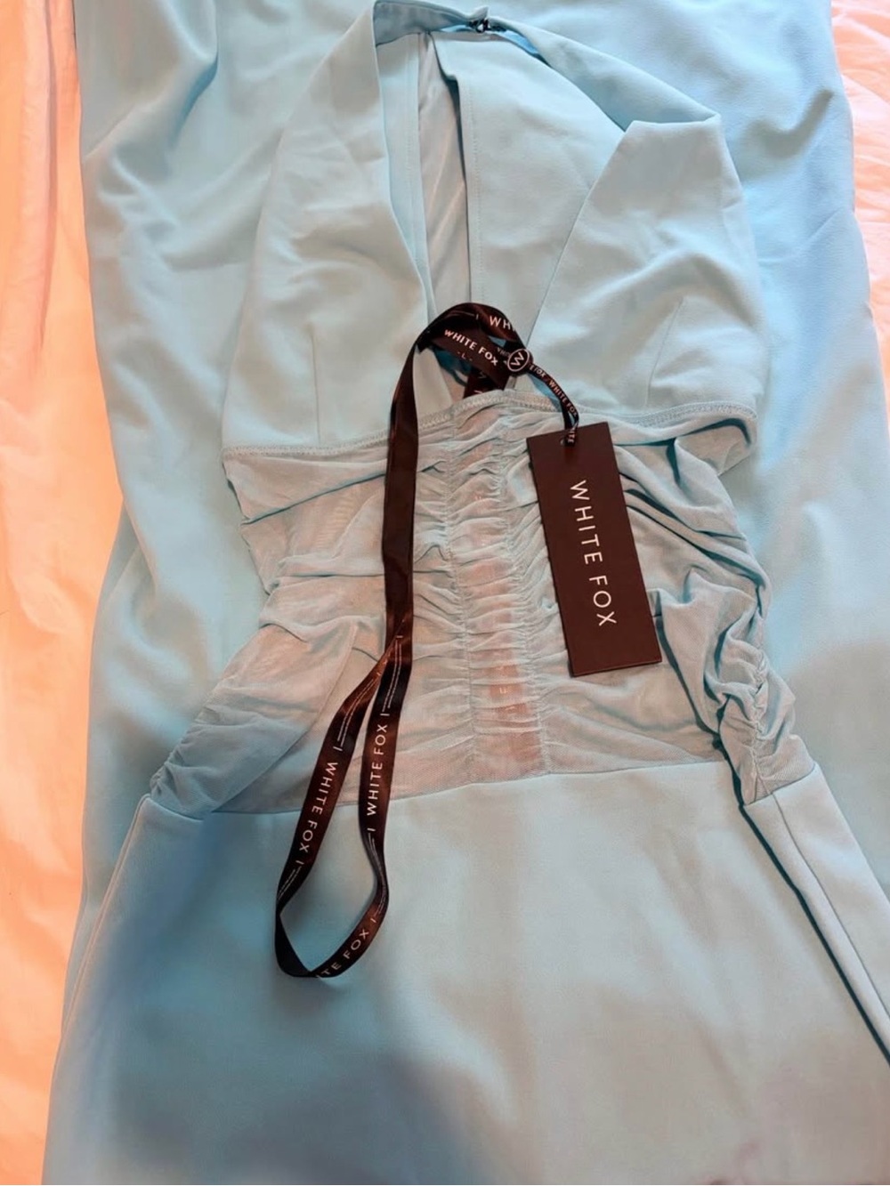 Light Blue Ruched Bodycon Dress